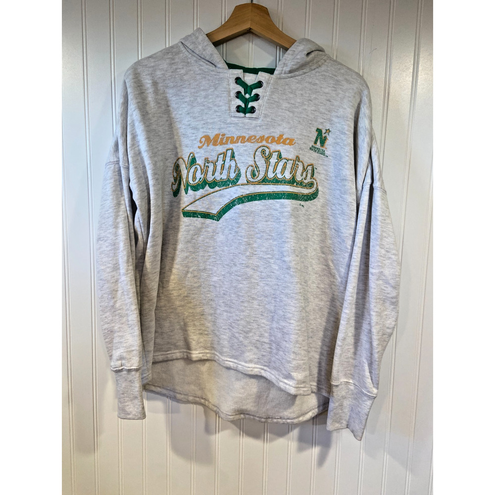 Minnesota North Stars VTG Hoodie Women's M Green NHL Hockey Pullover Sweatshirt